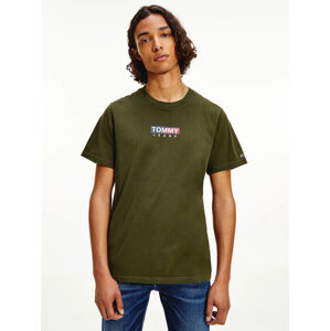 Tommy Jeans pánské tmavě zelené triko - XL (MRZ)